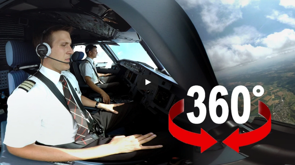 Внутри кабины Аэробуса A320: 360-градусное интерактивное видео