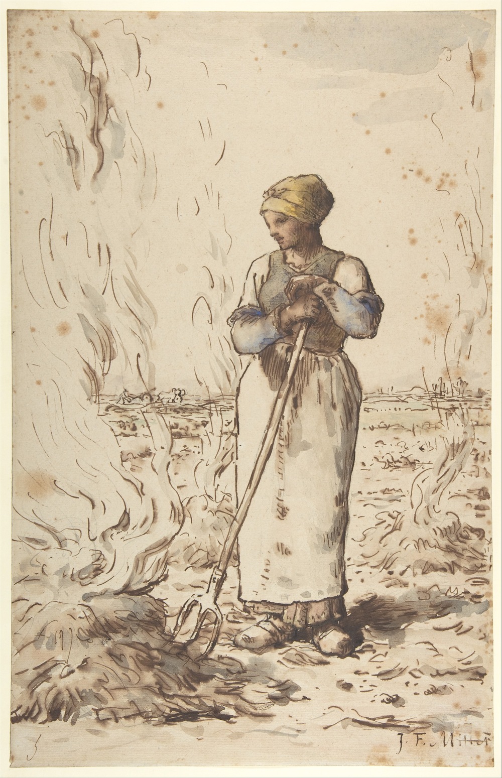 Жан-Франсуа Милле. Женщина, сжигающая сорняки, 1830–1875